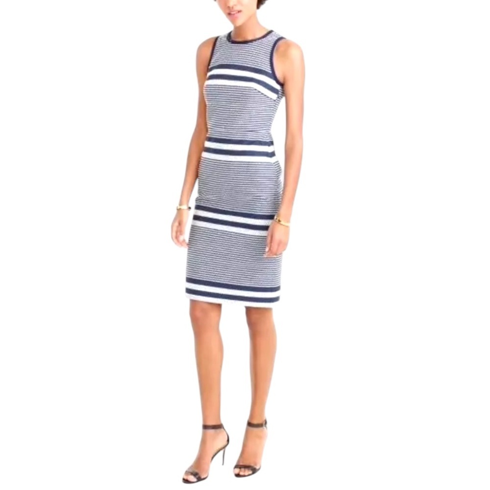 J.Crew Navy White Striped Fitted Sheath Dress Size 12